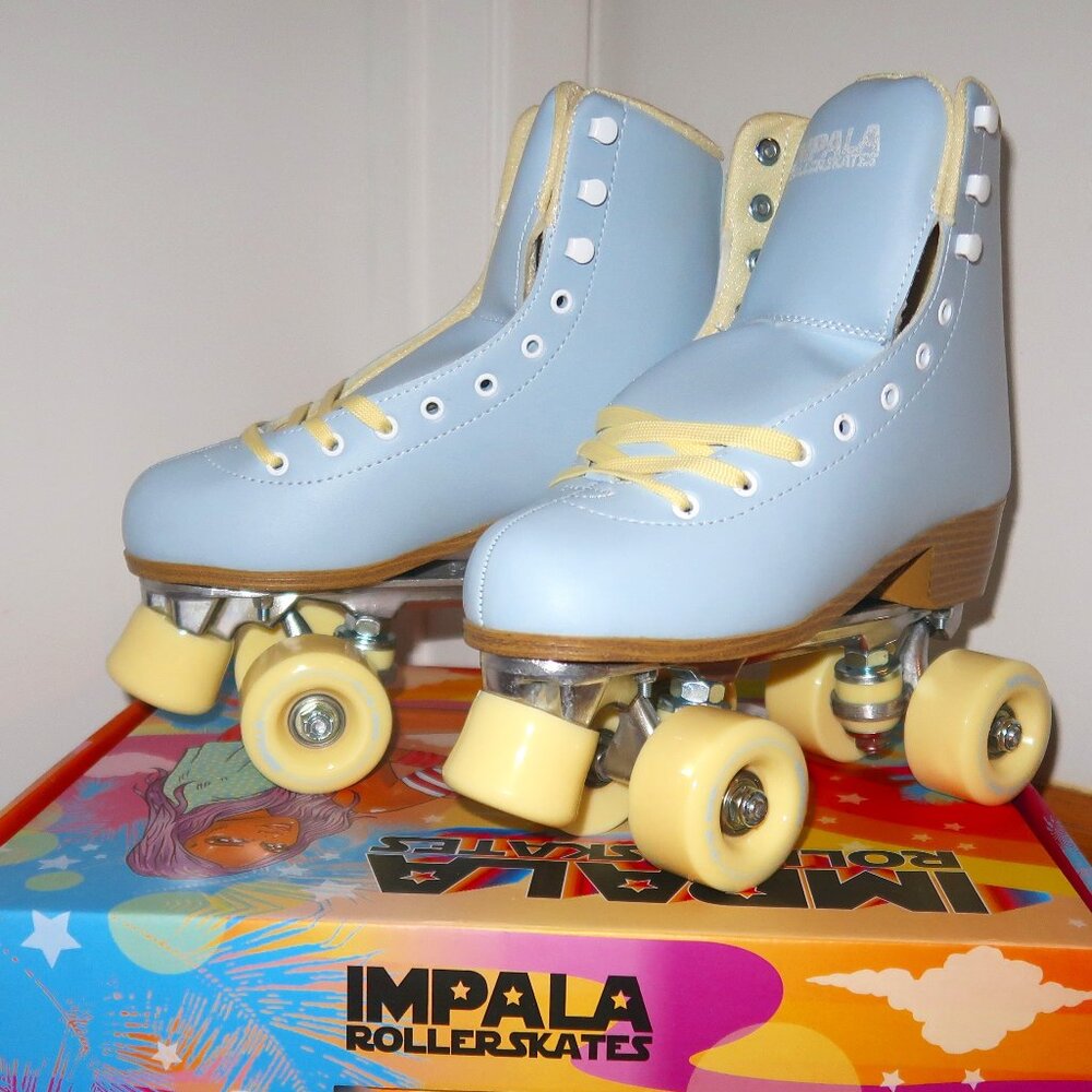 Impala Quad Roller Skates - Sky Blue/Yellow *Brand new, never worn*